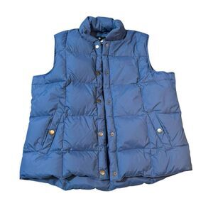Athletech Quilted Down Puffer Vest Women XLarge Blue Snap Front Nylon Ski Winter